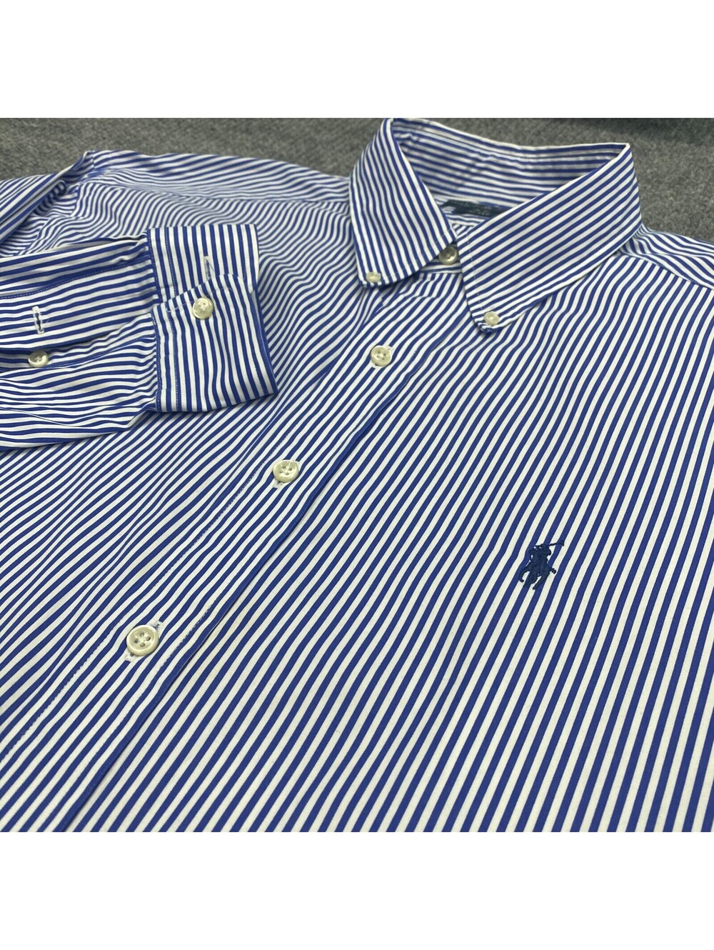 VTG Ralph Lauren Blake Shirt Mens XL‎ Blue White Pinstripe Button Down Nautical